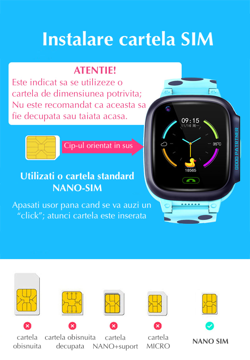 Ceas smartwatch LT25 pentru copii, cu GPS, 4G, monitorizare de la distanta, 1.4 inch, temperatura copil, apel video, camera HD, Android, buton SOS, bluetooth, wifi, rezistent la apa, blocare apel, Albastru