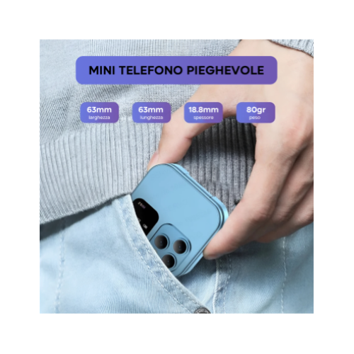 Telefon de buzunar pliabil Flip Phone 4.5 cm i16 Pro, Dual SIM, camera, Bluetooth MP4