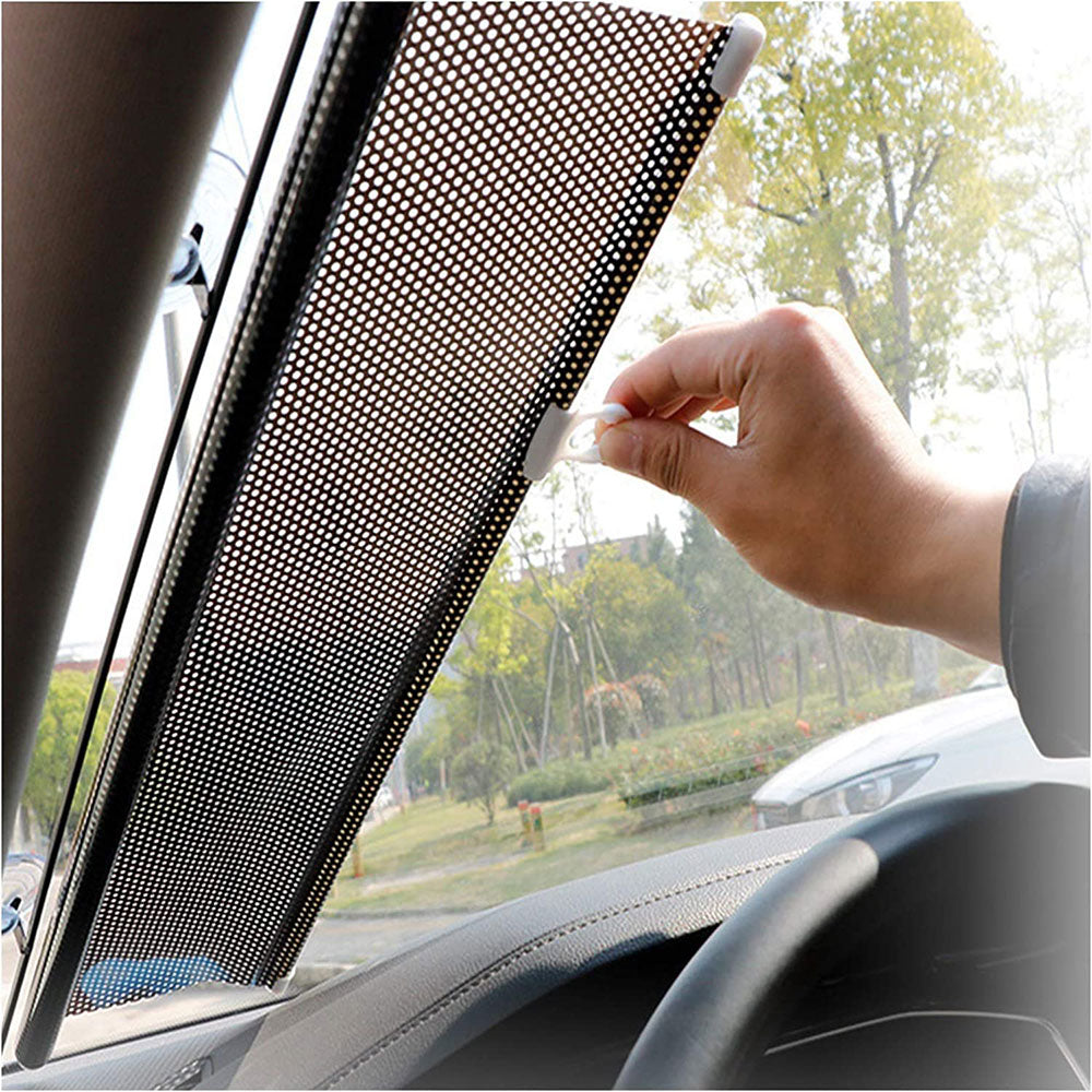 Parasolar auto cu ventuze, retractabil, negru, pentru parbriz sau geamuri laterale