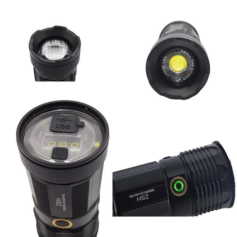 Lanterna profesioana 10W cu laser led si maner, acumulatori 3 x 16500,  ZSH-G99-P360