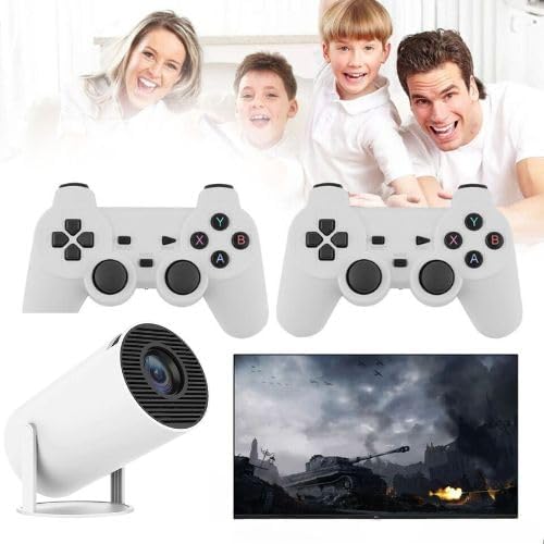 Videoproiector portabil, X10 Plus, 5000 lumeni, 4K Ultra HD, WiFi, Bluetooth 5.0, difuzor integrat, telecomanda, 10 000 jocuri incluse, Rotatie 180 grade, alb