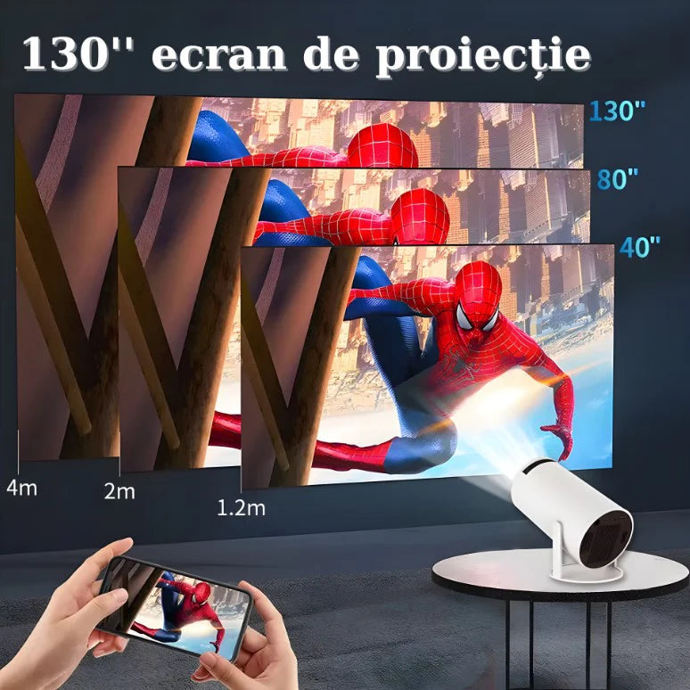 Videoproiector Inteligent 4K – Android TV 11.0, WiFi 6, Bluetooth 5.0, Ecran 130'', 200 ANSI