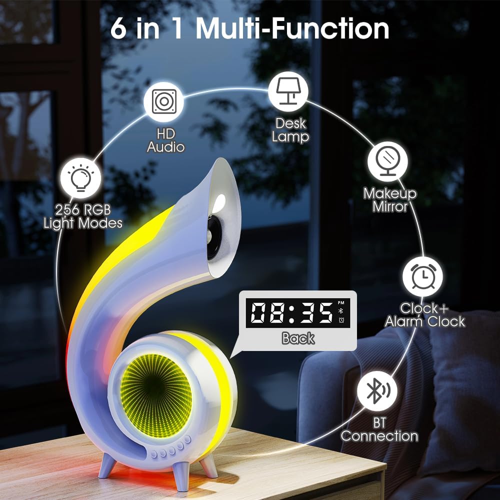 Lampa multifunctionala 6-în-1 cu difuzor Bluetooth și lumini RGB dinamice