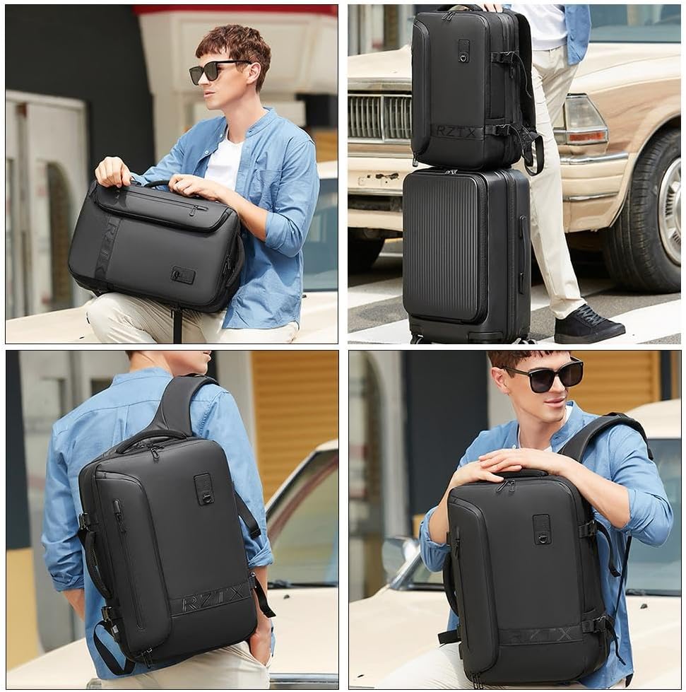 Rucsac laptop Oxford, rezistent la apa, compartiment vacuum, capacitate mare, USB, negru