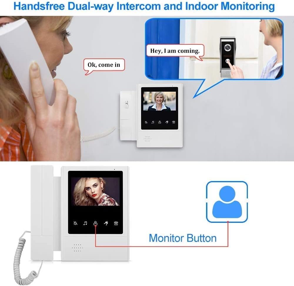 Sistem Video Interfon 4.3", sonerie video cu Ecran Color TFT si Camera cu Viziune Nocturna IR, 1 Monitor + 1 Camera Rezistenta la Apa