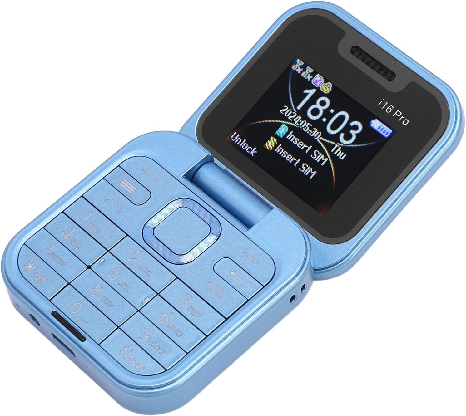 Telefon de buzunar pliabil Flip Phone 4.5 cm i16 Pro, Dual SIM, camera, Bluetooth MP4