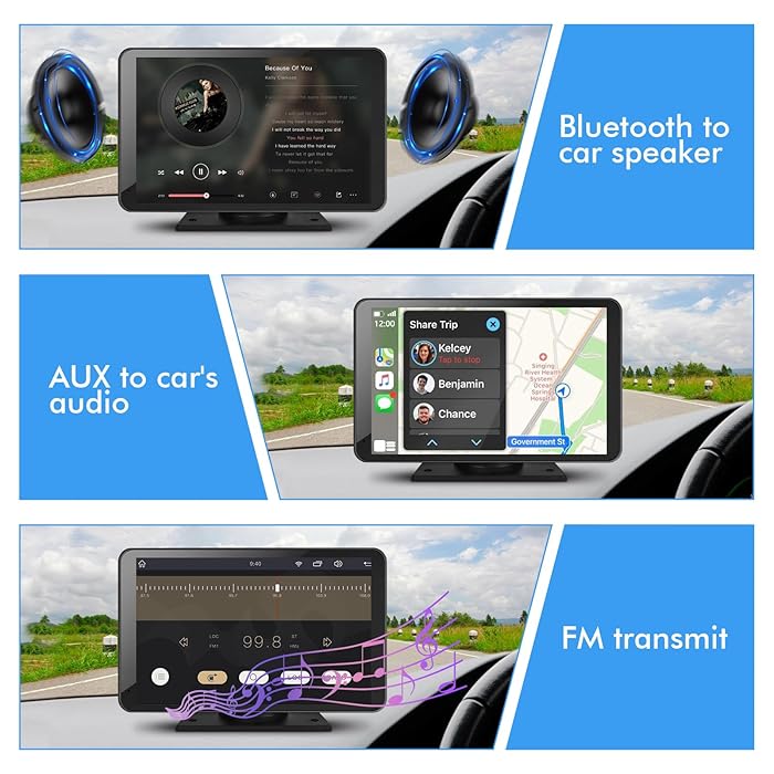 Navigatie Auto, Display 7 inch, Apple Carplay Wireless, Android Auto Wireless, Mirrorlink, Bluetooth, Touchscreen, Screen Mirroring, negru