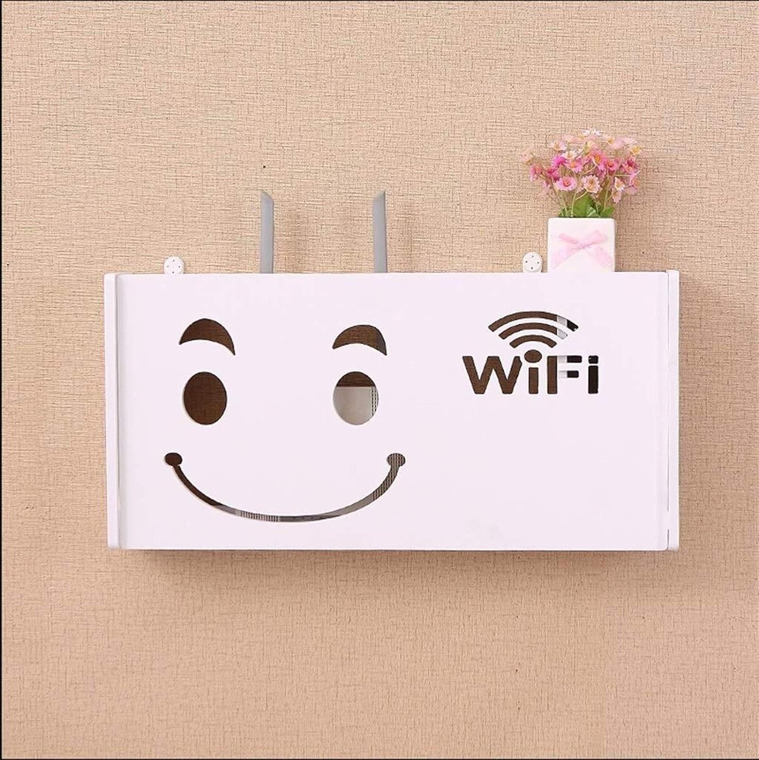 Suport router wireless pentru mascare fire si echipament WIFI, alb