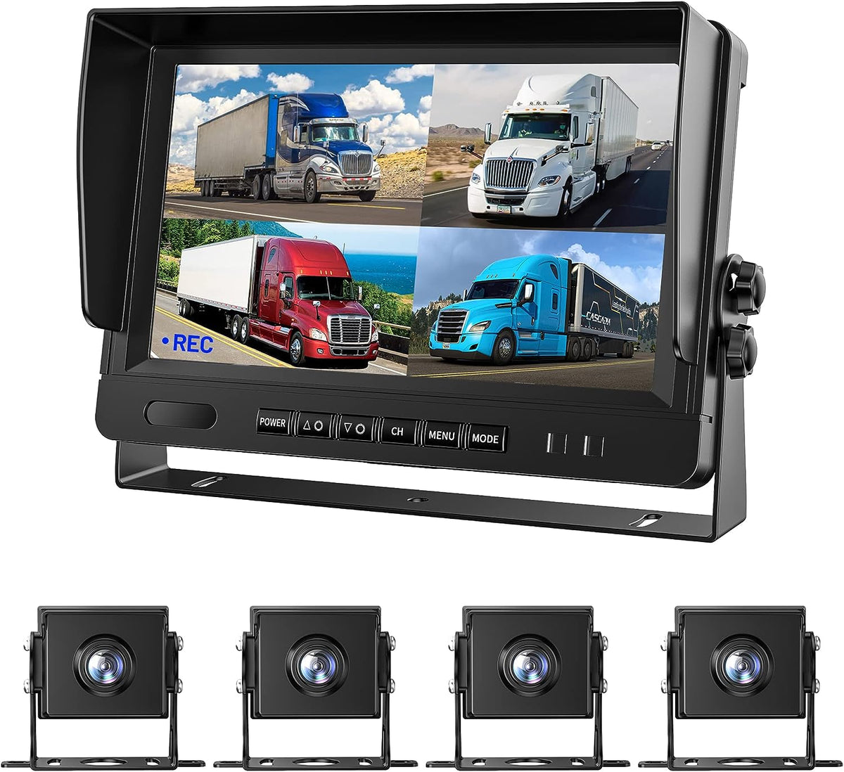 Kit marsarier cu 4 camere AHD si display IPS de 9&quot;, camioane, autocare, bus-uri 12V-24V