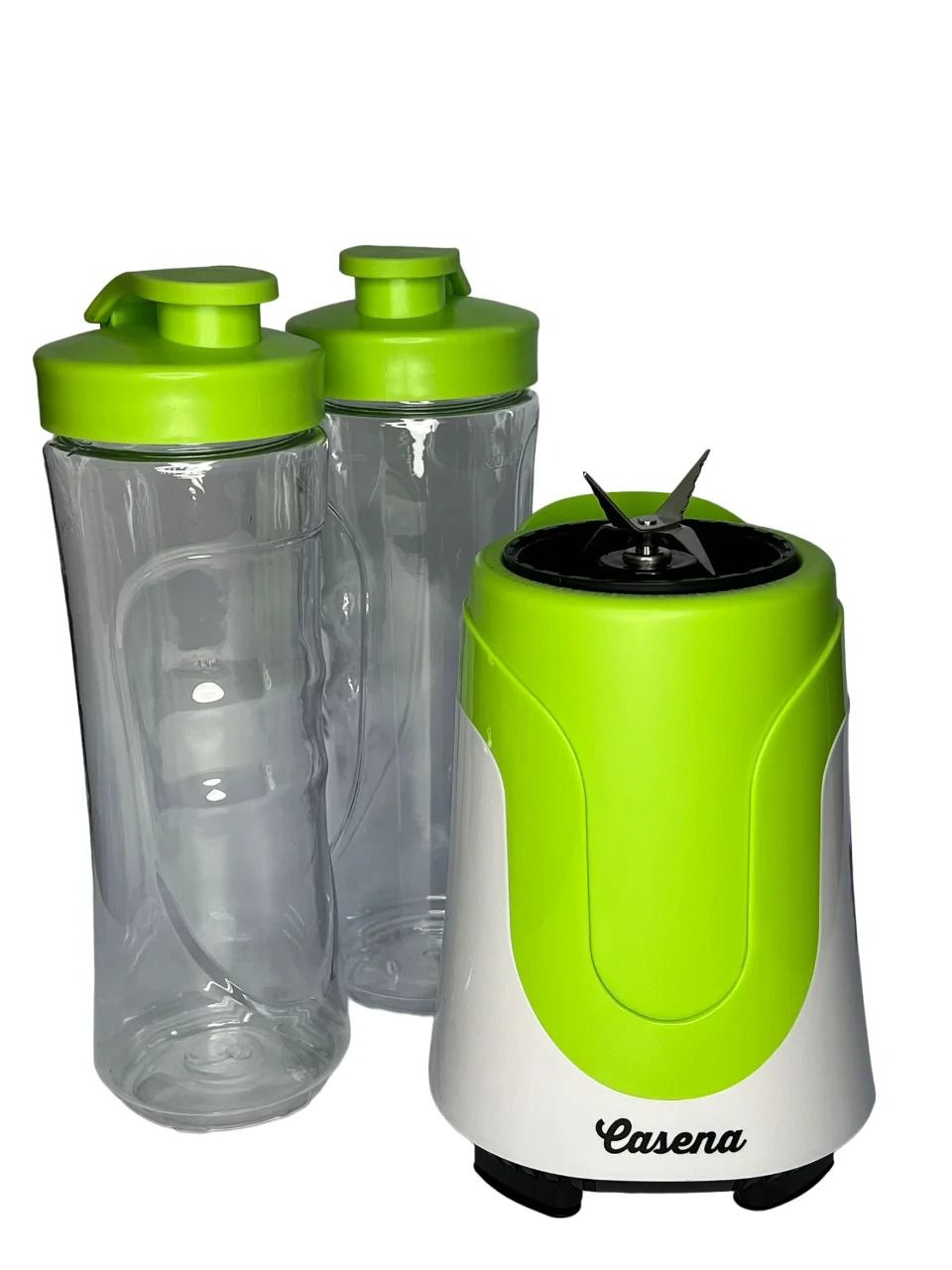 Blender smoothie, Casena VT-12, multifunctional, 180W, cu 2 recipiente portabile de 600ml, 22.5x7.5 cm, alb-verde