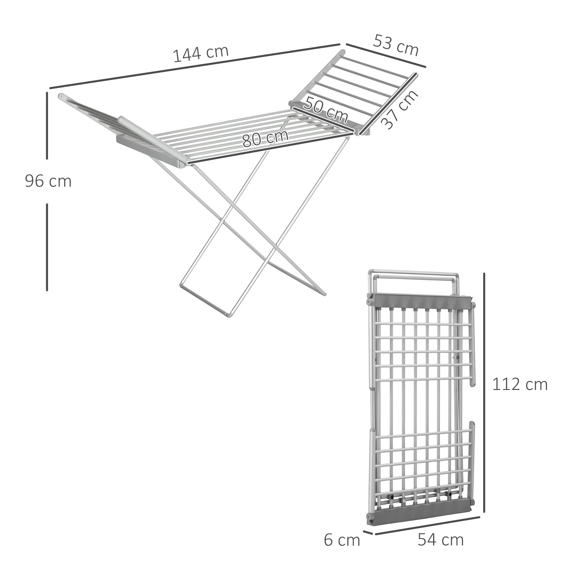 Uscator electric pentru haine, 8 bare, pliabil, gri, 230 W