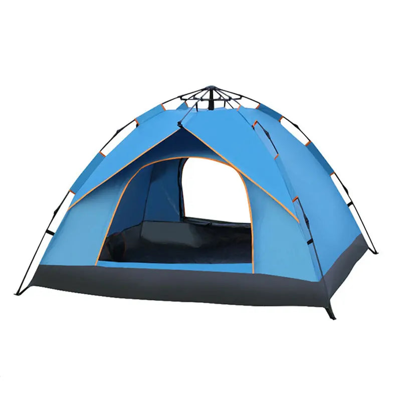 Cort camping 3-4 persoane cu deschidere automata pop-up, impermeabil, protectie UV, 2 usi