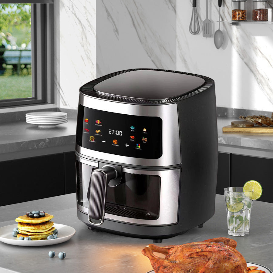 Friteuza cu aer cald, Air Fryer 8L, 1350W, afisaj digital LCD color, Touch control, otel inoxidabil