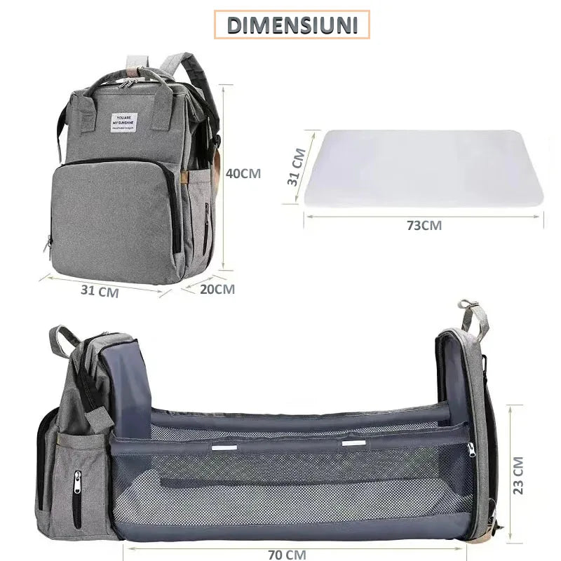 Geanta-Rucsac tip patut extensibil pentru copii, multifunctional, impermeabil, buzunare multiple, atasare la carucior