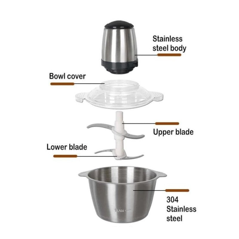 RESIGILAT - Tocator electric carne si legume, 4 lame inox, 2 viteze, capacitate mare, bol inox