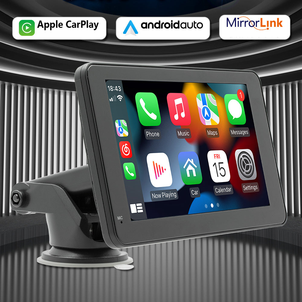 Navigatie Auto, Display 7 inch, Apple Carplay Wireless, Android Auto Wireless, Mirrorlink, Bluetooth, Touchscreen, Screen Mirroring, negru