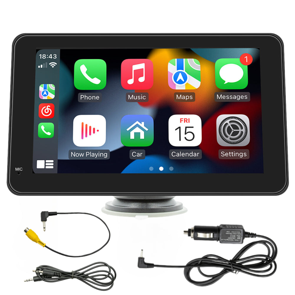 Navigatie Auto, Display 7 inch, Apple Carplay Wireless, Android Auto Wireless, Mirrorlink, Bluetooth, Touchscreen, Screen Mirroring, negru