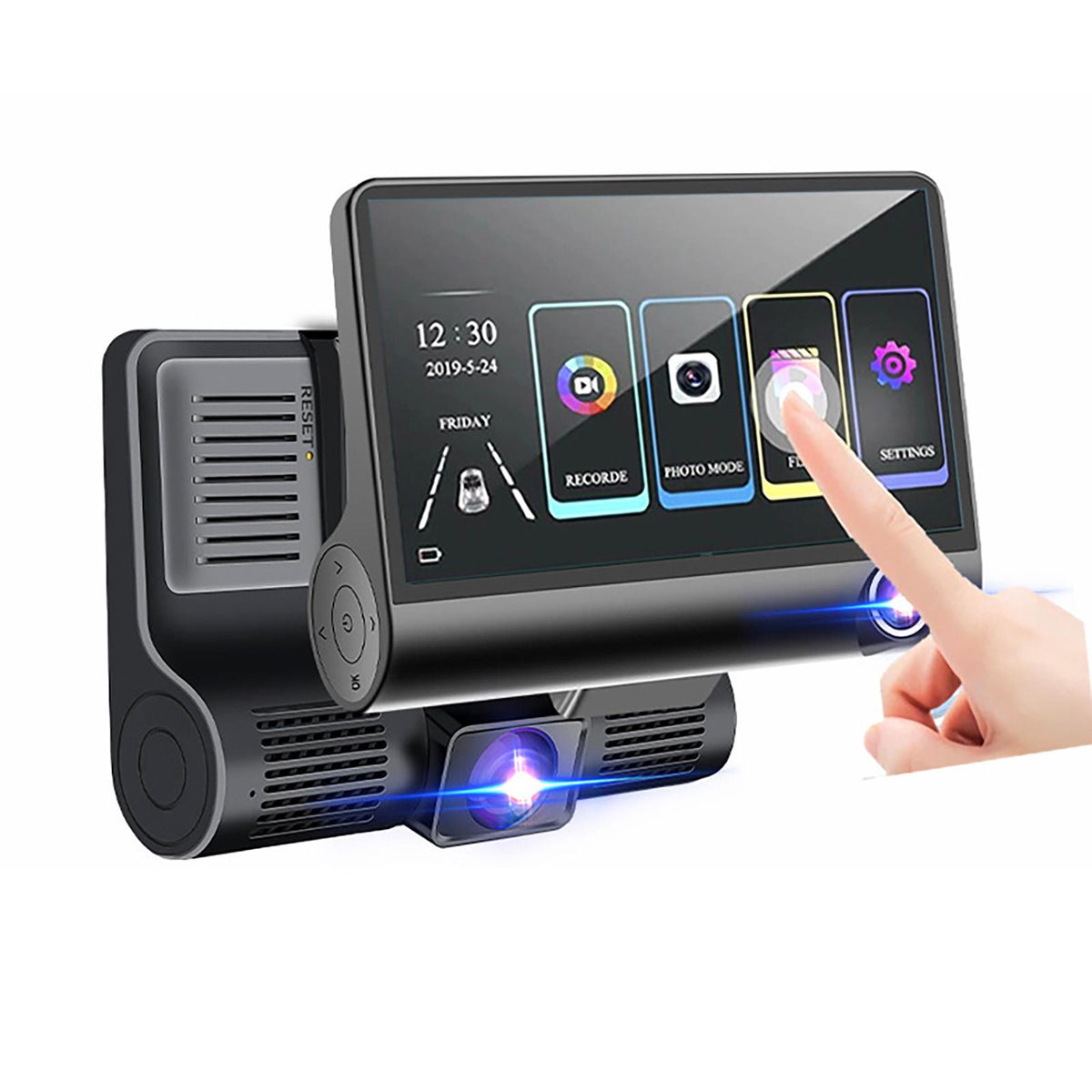 Camera auto dubla fata si interior, cu ecran 4&quot; cu touch, Full-HD 1080p