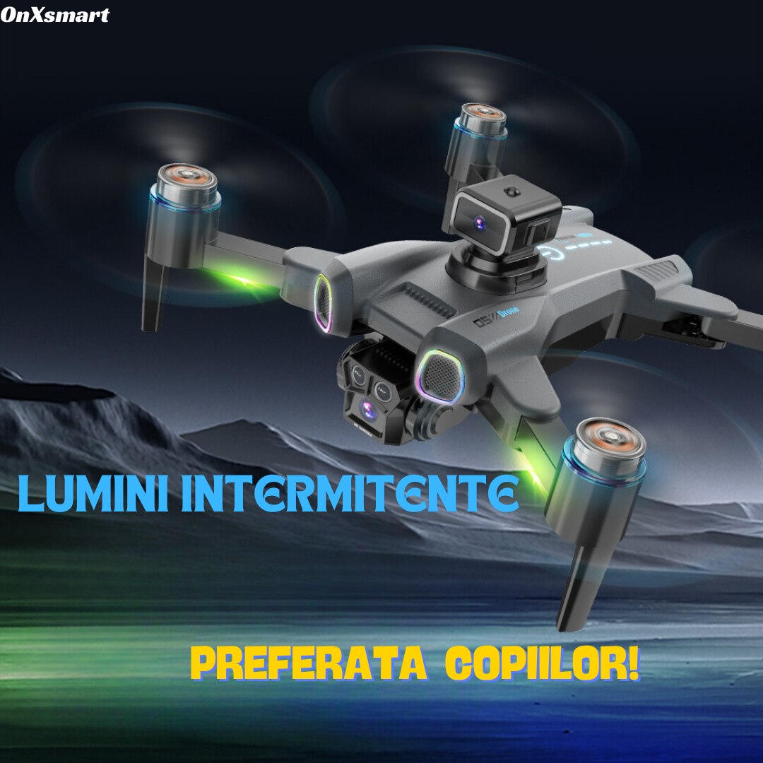 Mini Drona 4K HD, Filmare si Fotografiere, Zoom 50x, Culori RGB, 40 min, 3 Baterii, WIFI, Rotire 360 grade, Flux optic de evitare a obstacolelor, telecomanda suport telefon, negru