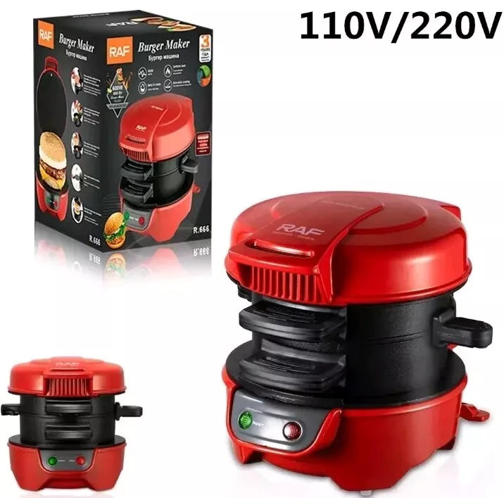 Aparat de facut burgeri sau sandwich-uri RAF 600W, Rosu