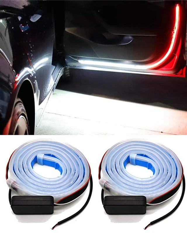 Set 2 benzi flexibile de avertizare cu lumina LED pentru usa auto, 120cm, 12v