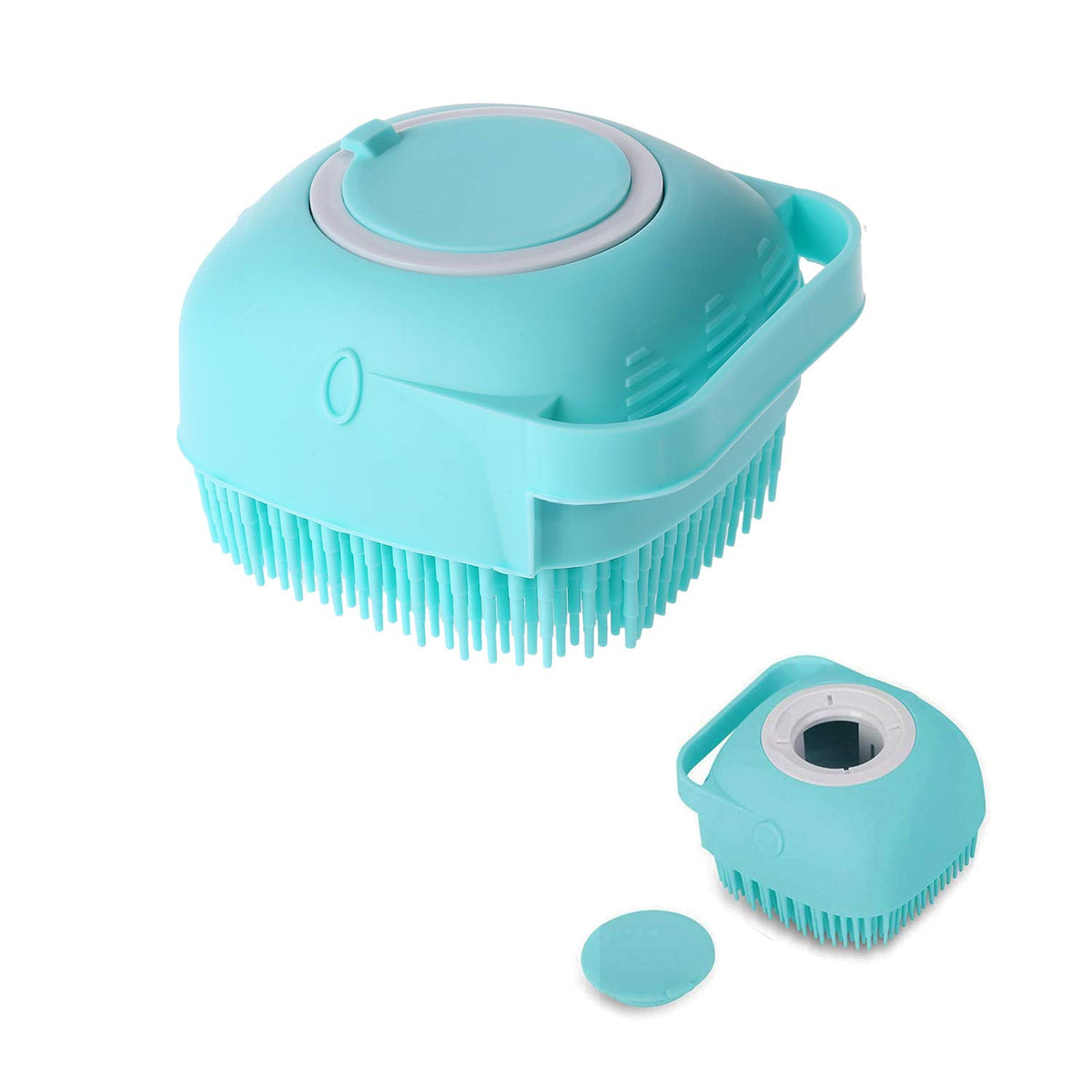 Burete de baie din silicon, Mini Soft Brush, cu rezervor pentru gel de dus / sampon