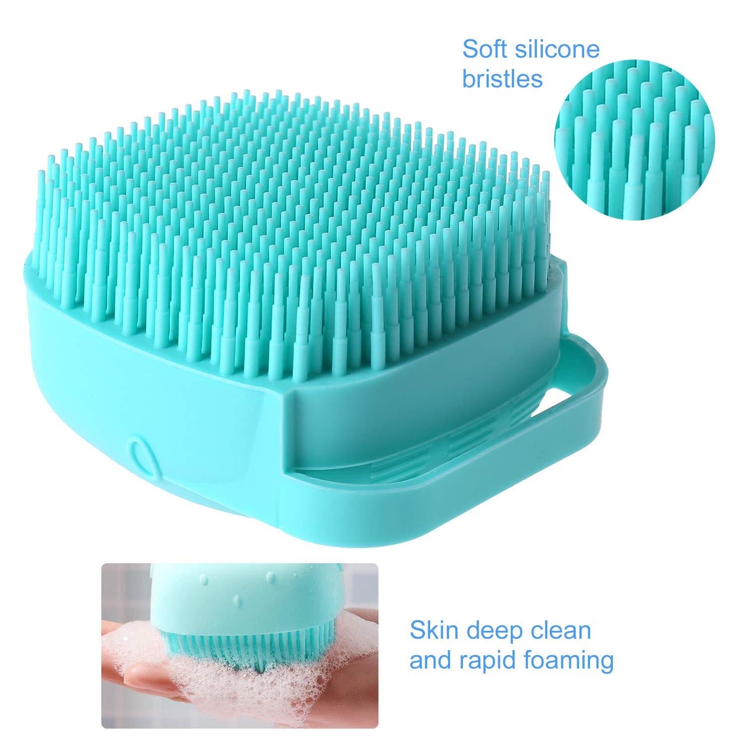 Burete de baie din silicon, Mini Soft Brush, cu rezervor pentru gel de dus / sampon