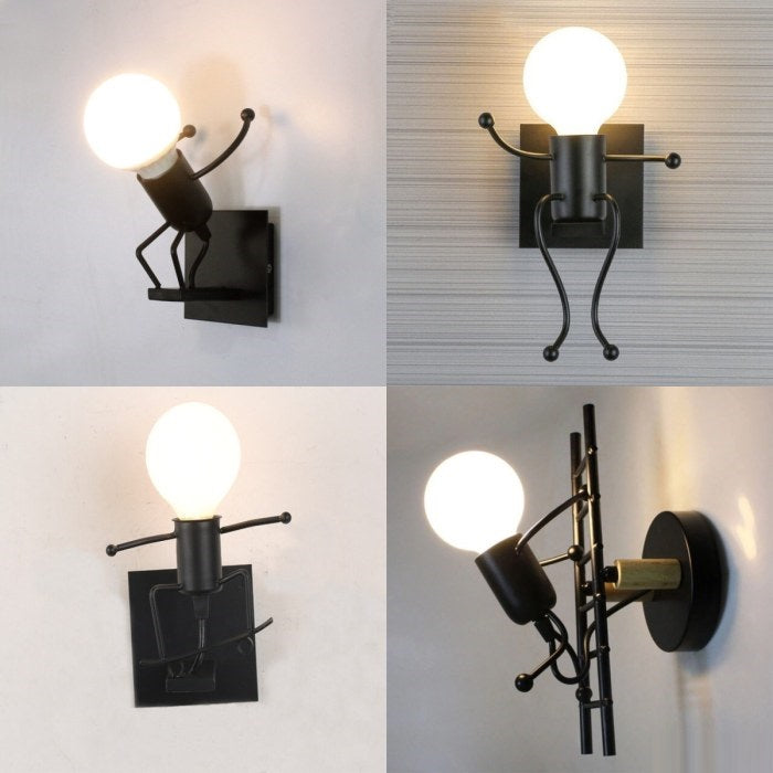 Lampa metalica retro industriala tip humanoid, soclu E27, diverse modele