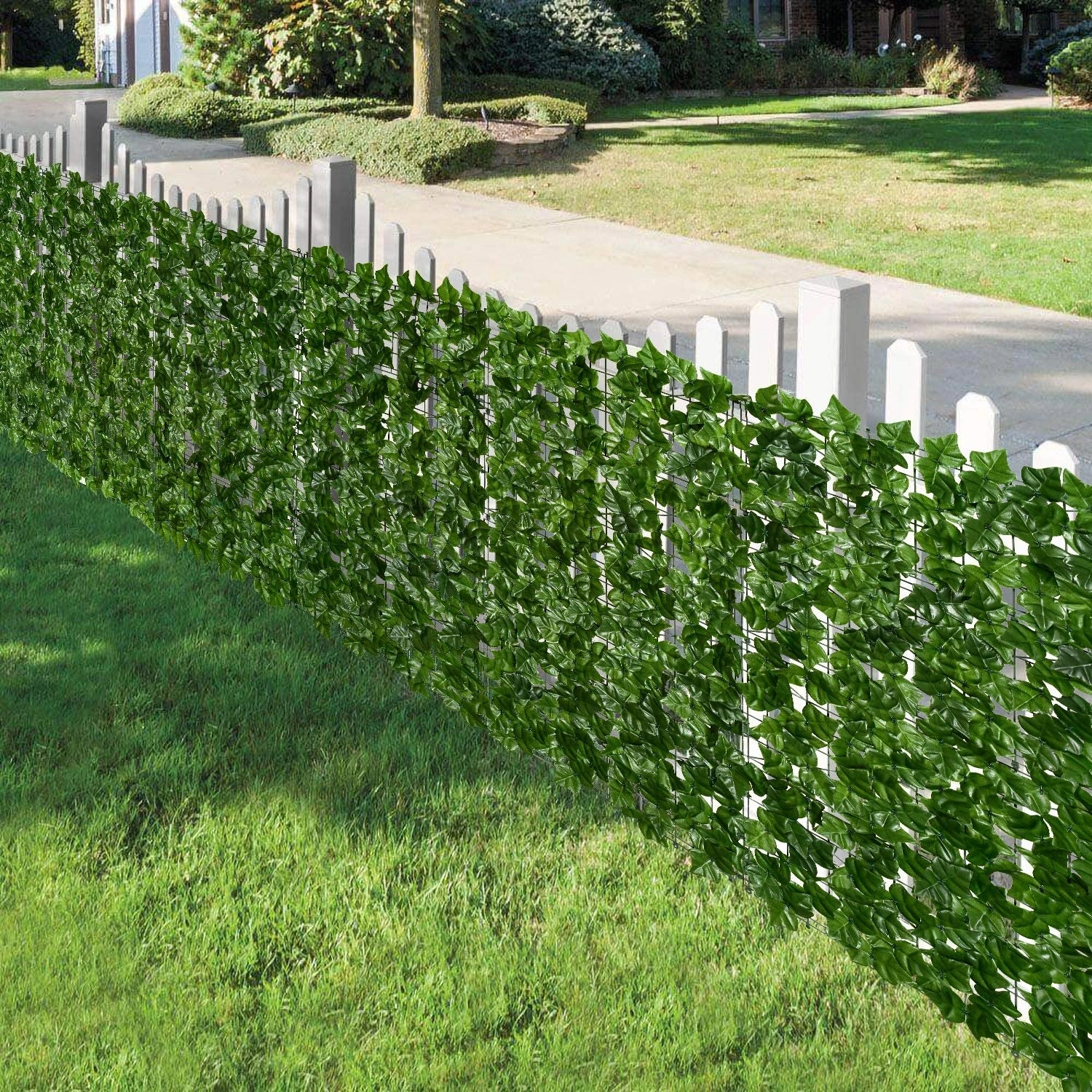 Gard artificial verde cu frunze, 300x100cm